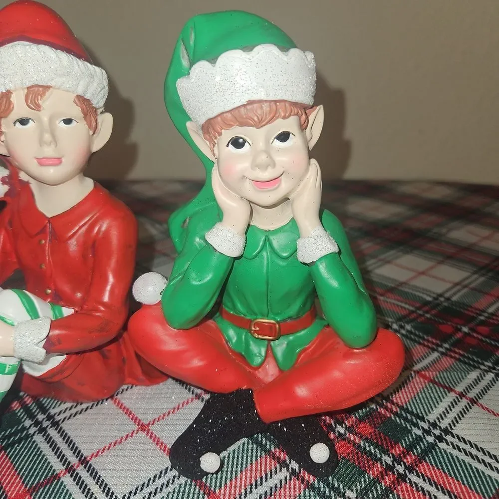 Adorable Christmas Elf Resin Figurines